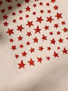 1 Pack Iridescent Star Nail Stickers, Glitter Luxury Style Self-Adhesive Nail Art Decals