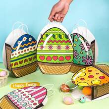 复活节快乐彩蛋袋、复活节礼品袋、带手柄的牛皮纸袋、礼品袋、复活节彩蛋设计、派对礼品袋、包装、礼品