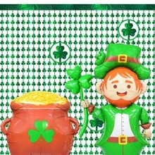 قطعة واحدة، قاعدة طولها 61.2 بوصة تمثال التوأم الأيرلندي، وكيس صرف عملة ورقة التفاؤل بشكل 3D بارتفاع 28 بوصة، بالون مطبوع بشعار ، ديكور أيرلندي أخضر محظوظ، ديكور عيد، ديكور احتفالي، ديكور منزلي، ديكور حديقة - متعدد الألوان - مشاهدة 8