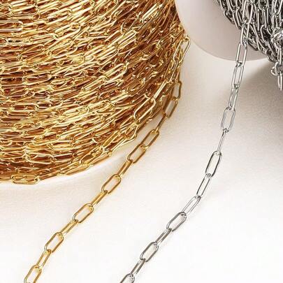 1m/2m Fashion Stainless Steel Oval & Square Frame Chain For DIY Handmade Jewelry Making Necklace, Bracelet, Accessories