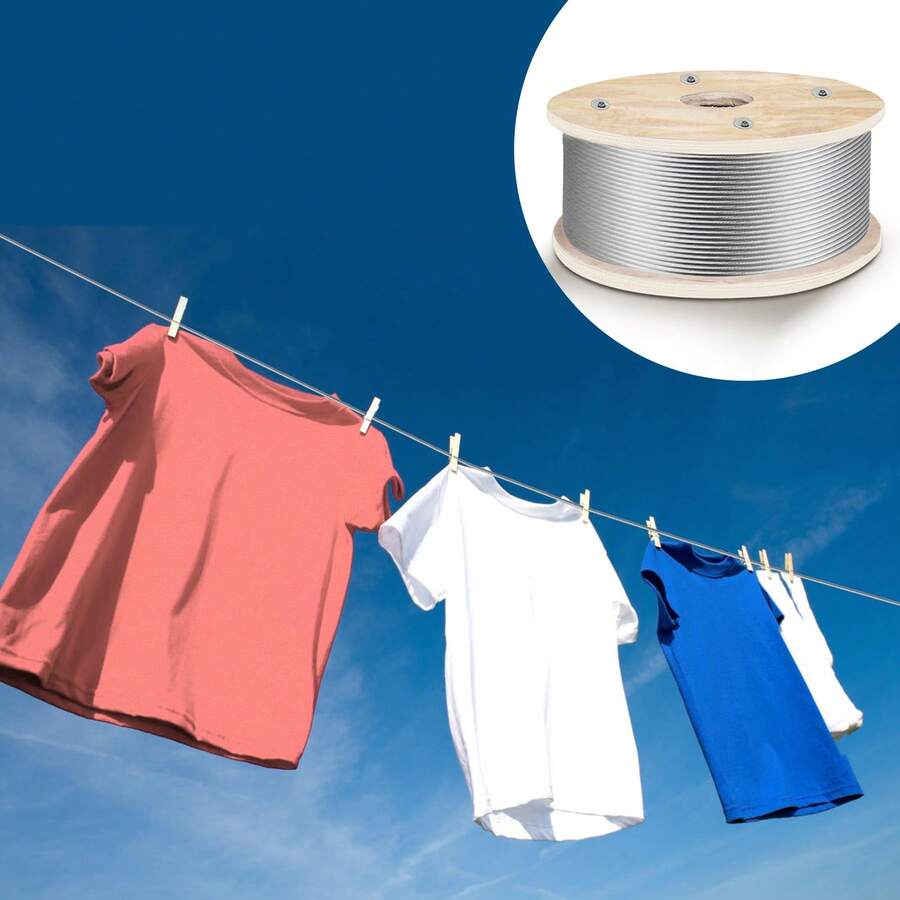 316 Or 304 Stainless Steel Cable, 100-500FT Stainless Steel Wire Rope Of 5/32" Or 1/4" Or 1/8" Or 3/16" Diameter And 1x19 Or 7x19 Or 7x19 Construction, 3300-4700 LBS Breaking Strength Steel Cable For Deck Rail String Lights Hanging Porch Fence DIY Baluster - 316 Steel Wire Rope Cable, 3/16", 1x19, 500 Ft - View 1