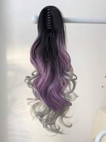 multicolor 3 color cosplay con clip Extensión de coleta también disponible en onda estilo con sintético material púrpura Pelo postizo para mujeres - Multicolor - Ver 8