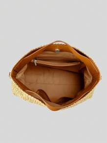 Straw Bag Seaside Holiday Beach Bag Female Letter Embroidery Large Capacity Tote Bag Summer Shoulder Crossbody Bag