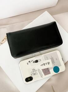 High Quality Women's Solid Color PU Leather Simple Fashionable Clutch Wallet For Gift Giving Wallet Purse Wallet Long Wallet,Wristlet Keychain - Black - View 9