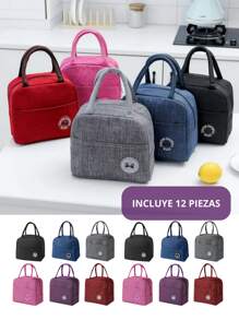 12 pz Lonchera Térmica Bolsa De Almuerzo COLORES AL AZAR - Multicolor - Ver 2