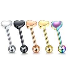 1-5pcs 14G Personalized Steel Heart Nipple Tongue Nail Piercings Stud Lip Piercing Body Jewelry For Men Women Fashion Accessories
