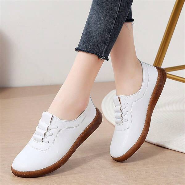 Mocasines de suela blanda de tendón de vaca de estilo casual para mujer de talla grande, adecuados para primavera y otoño