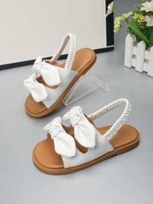 Mädchen Schleife Dekor klassische Mode süß Elastik Band Baby Sandalen Prinzessin Kleinkind weiche Sohle Rundkappe Schuhe, geeignet für Frühling, Sommer, Herbst, Winter