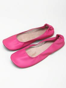 女士时尚休闲柔软舒适百搭经典可折叠一脚蹬舞鞋，适合室内穿着 - 粉色 - 查看 7