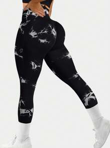 2 件女式无缝高腰高弹力瑜伽裤，吸湿排汗运动紧身裤