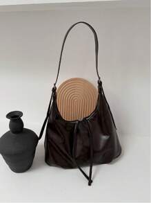 2025 New Korean Fashion Campus Style Vintage Distressed Underarm Bag For Women, Oversized Tote Bag For Shopping, Party, Travel, Gift - Autumn/Winter, Street & Japanese Bag For Women