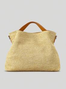 Straw Bag Seaside Holiday Beach Bag Female Letter Embroidery Large Capacity Tote Bag Summer Shoulder Crossbody Bag