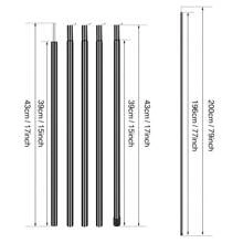 2m Telescopic Tent Poles Set Of 2 Lightweight Adjustable Trekking Camping Collapsible Poles For Walking Canopy Hiking - màu đen - Xem 1