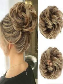 1pc Synthetic Hair Bun Extensions Messy Curly Elastic Hair Scrunchies Hairpieces Synthetic Chignon Donut Updo Hair Pieces For Women - Multicolor - View 14