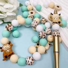 39pcs/Set Daisy & Highland Cow Shaped Silicone Beads - Suitable For DIY Jewelry Making, Pens, Necklaces, Keychains - Colorful Handmade Gift Set With Animal & Floral Patterns, Silicone Character Beads - 39PCS Daisy Cow Set - View 5