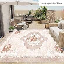 [5mm Thickness Crystal Velvet Flocked Bottom] 1pc Geometric Floral Pattern Carpet - Waterproof, Anti-Slip, Absorbent, Machine Washable, Soft Comfortable Mat, Suitable For Kitchen, Living Room, Bedroom, Hallway, Bathroom, Laundry Room - Easy To Clean, Carpet For Home Decor