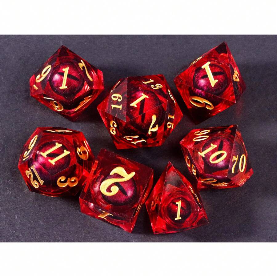 Dragon's Eye Resin Dice,7PCS  Liquid Core Dice Set, Sharp Egde Polyhedral D And D Dice - 07 - View 1