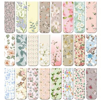 24 piezas de marcapáginas magnéticos con diseños florales para mujeres, marcapáginas magnéticos surtidos para libros, marcadores de página magnéticos con clip, útiles escolares para vuelta al cole
