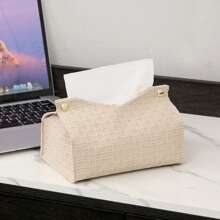 1pc Conjunto de porta-toalhas de rosto com padrão de tecido em relevo de cor sólida, suporte de tecido composto grosso para mesa, suporte para lenços de papel para escritório, sala de jantar, bar, sala de estar ou quarto