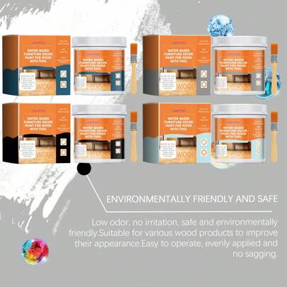 jakehoe Peinture décorative à base d'eau pour meubles en bois, porte de meuble, rénovation de porte et fenêtre. Peinture blanche, noire et multi-usages à base d'eau pour le bois. Pinceau inclus.