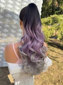 multicolor 3 color cosplay con clip Extensión de coleta también disponible en onda estilo con sintético material púrpura Pelo postizo para mujeres - Multicolor - Ver 5