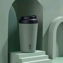 1 件新款时尚简约 304 不锈钢咖啡杯，380 毫升陶瓷内胆经典隔热杯，便携式双层陶瓷杯，男女通用旅行水杯，适合送礼、户外、汽车、办公室、多用途返校