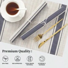 1pc/4pcs/6pcs Washable Indoor/Outdoor PVC Woven Placemats, Non-Slip Heat Resistant, Blue Color, Spill-Proof, Easy To Clean Kitchen Tablemats - Multicolor - View 2