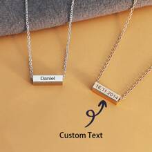 1 pièce Collier personnalisé tube creux, en acier inoxydable, longueur de chaîne 17,7 pouces + 1,97 pouces, peut être gravé, boîte gratuite