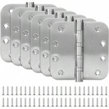 6 Pack Stainless Steel Silver Door Hinges For Exterior & Interior Doors, 4.0 X 4.0 Inch Heavy-Duty Ball Bearing Door Hinges With 5/8" Radius Corners