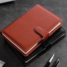 200 Pages Faux Leather Notebook With Bookmark, A5 Business Office Journal, Student Diary - Multicolor - View 1