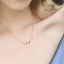 1 pièce Collier personnalisé tube creux, en acier inoxydable, longueur de chaîne 17,7 pouces + 1,97 pouces, peut être gravé, boîte gratuite
