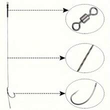 Carp Fishing Hair Rigs Wide Gape Barbed Carp Hooks Anti-Tangle Swivel Braided Line Rig - Multicolor - View 3