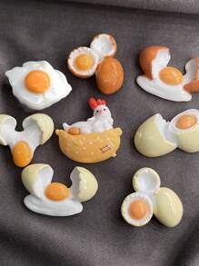 8 ímãs de geladeira com estampa de pintinho e ovo fofos - 3D estereoscópico, estilo multicolorido, ovo frito, ovo mexido, ímãs adoráveis com ícone de pintinho, adequados para decoração de escritório, cozinha, quadro branco, armário de armazenamento, lava-louças, decoração de casa, presente de Dia dos Namorados