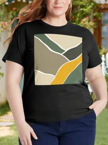 Minimalist Autumnal Jungle Pattern Oversize Women T-Shirt For Women (Plus Size)