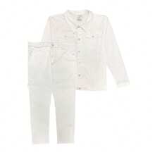 Men's Denim Classic Jean Suit Outfit - 白色 - 查看 1