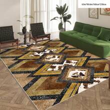 1pc Crystal Velvet Embossed Plaid Area Rug/Doormat - 5mm Thick, Waterproof, Non-Slip, Easy Clean, Machine Washable, Soft & Comfortable, Suitable For Entryway, Kitchen, Living Room, Bedroom, Hallway, Bathroom, Laundry Room - Carpet Decor