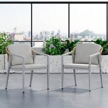 Outdoor Dining Chair Set Of 2, Wicker Rattan Woven Patio Chairs, Outdoor Armchair Seating For Patio Backyard Poolside Balcony, Waterproof Seat And Cushion - Xám - Xem 1
