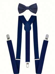 Men's Suspender & Bow Tie Set, Elastic Brace With Bow Tie Set, Suitable For Daily Wear, Weddings, Banquets, Parties, Suitable For Teens, Summer Casual Outdoor Athletic Or Vacation Travel Or Graduation Gifts Or Birthday Dress Accessories Or Daily Wear