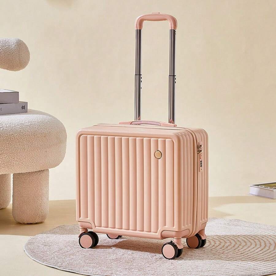 18-Inch Mini Suitcase Carry-On Luggage With 4 Spinner Wheels, Password Travel Case - Coral Pink - View 1