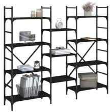 Bibliothèque noire 160x28,5x136,5 cm en bois d'ingénierie