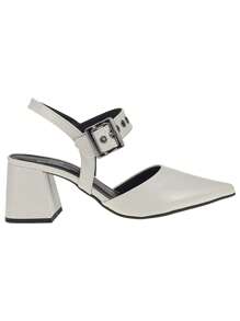 Women's Pumps Open Toe Comfortable High Heel Block Buckle Eyelet 18,400 - White - View 4