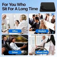 Gel Seat Cushion, Cooling Seat Cushion (Super Large & Thick), Breathable Honeycomb Design Absorbs Pressure Points Seat Cushion, Gel Cushion For Office Chair, Home Car Seat Cushion For Wheelchair - 黑色 - 查看 7