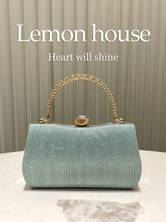 1 件薄荷绿色闪光奢华水钻装饰晚宴包，时尚优雅的手提包适合正式活动、派对、婚礼、音乐会、节日