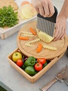 2pcs Stainless Steel Wave Cutter, Versatile Potato Radish Vegetable Chip Cutter, Food Safe Kitchen Tool, Universal Fit, Manual Operation