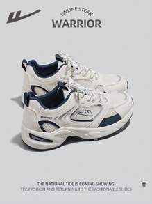 1 pereche de sport, plasă, respirabil, cu șireturi în față, cu talpă groasă, culoare contrastantă, versatilă, joasă, pantofi casual sport în aer liber