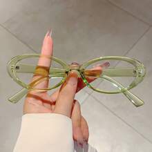 复古椭圆形时尚眼镜架，简约光学眼镜架，2025年新品 - 無色 - 查看 8