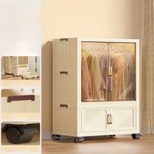 Kremowa, składana szafa z możliwością swobodnego montażu, wielowarstwowa szafa domowa, dwudrzwiowa szafa dziecięca, szafka do przechowywania w sypialni domowej