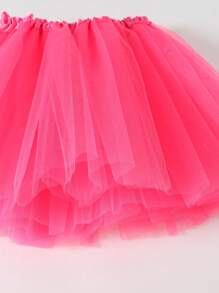 Young Girl' Solid Color Tulle Tutu Skirt, Versatile And Suitable For Stage Performance, Casual Style - Pink - View 6