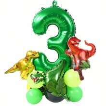 Dinosaur Party Balloon Set - 19 Foil Dinosaurs And Number Balloons, No Electricity Required, Graduation Season, Birthday And Theme Party Event Decoration Supplies - Multicolor - View 7