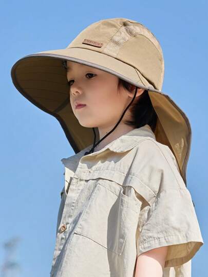 1pc Kids Bucket Hat, Lightweight Sun Protection Bucket Hat, Breathable Mesh, Suitable For Outing, Travel, Beach, For Children Aged 3-8